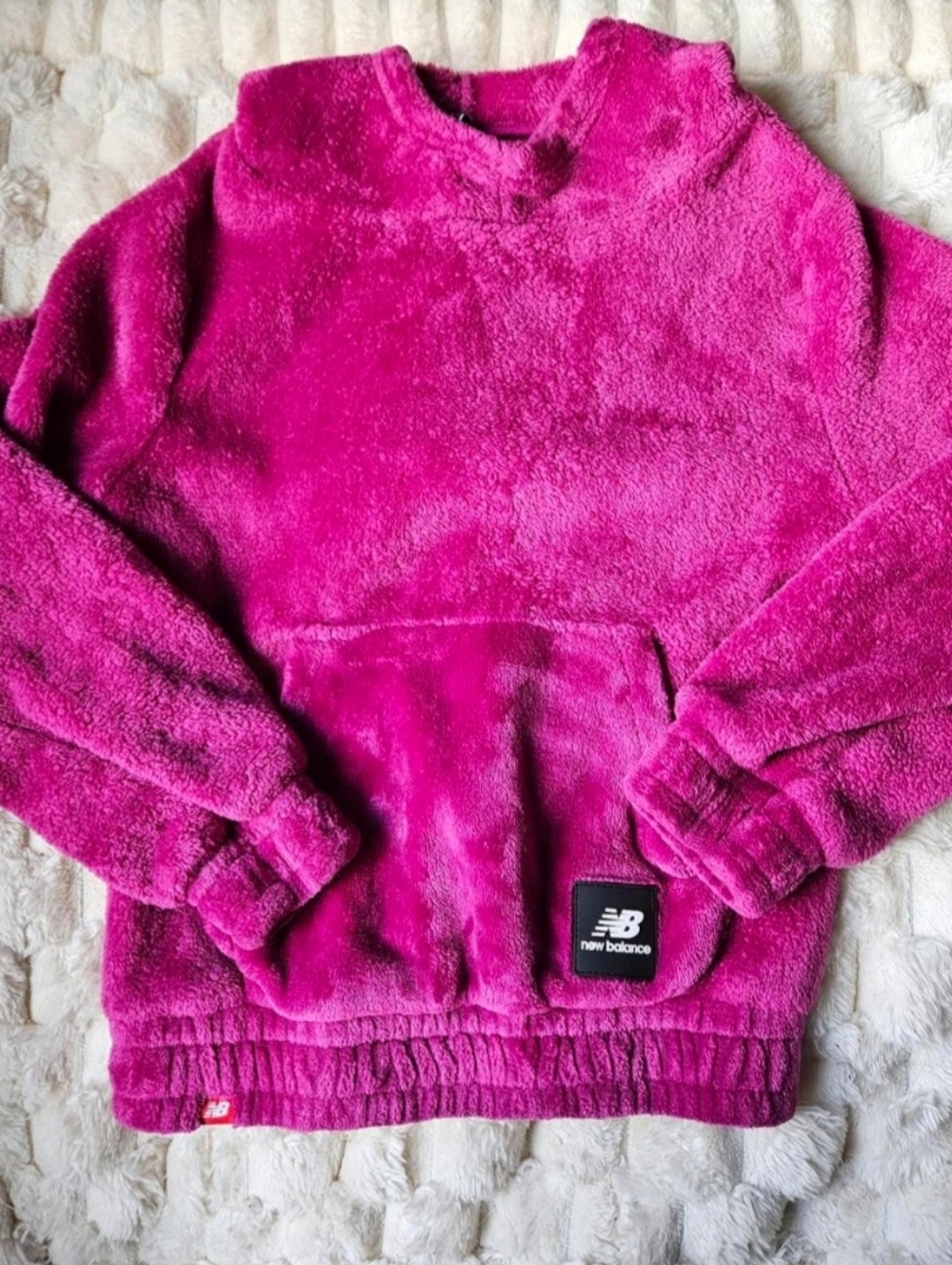 New Balance Fuchsia Plush Hooded Sweatshirt Girls 7/8